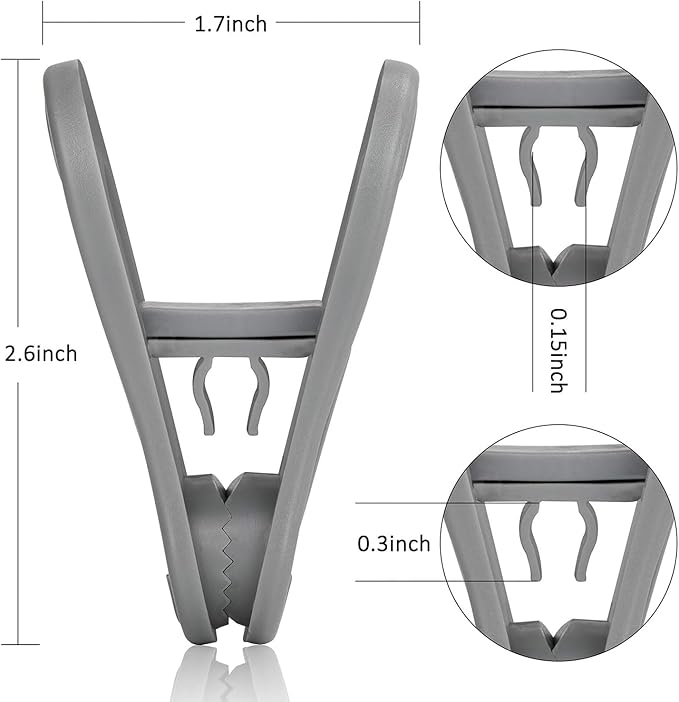 Tinfol 50pc Grey Plastic Hanger Clips, Strong Pinch Grip Finger Clips - Image 2
