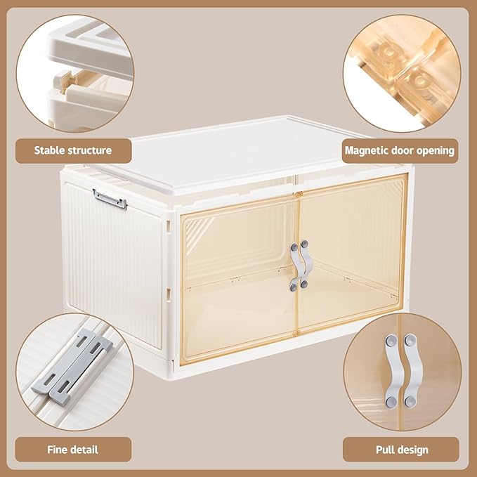 AHEONLAR 4 Pack Plastic Storage Bins - 388QT Foldable Stackable Storage Bins - Image 3