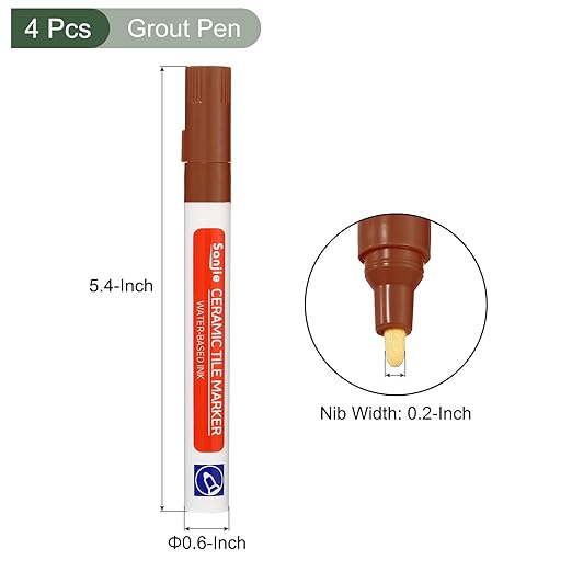 YOKIVE 4 Pcs Grout Paint Pen, Waterproof Brown Paint Tile Marker, Restoring - Image 2