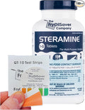 1 Bottle Steramine Sanitizer Tablets w/15x QT-10 Test Strips by THEFRYOILSAVERCOMPANY