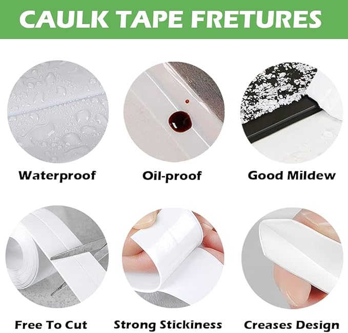 2 Pack Caulk Strip, 1.5" x 10.5Ft PVC Self Adhesive Caulk Tape, Sealing - Image 4