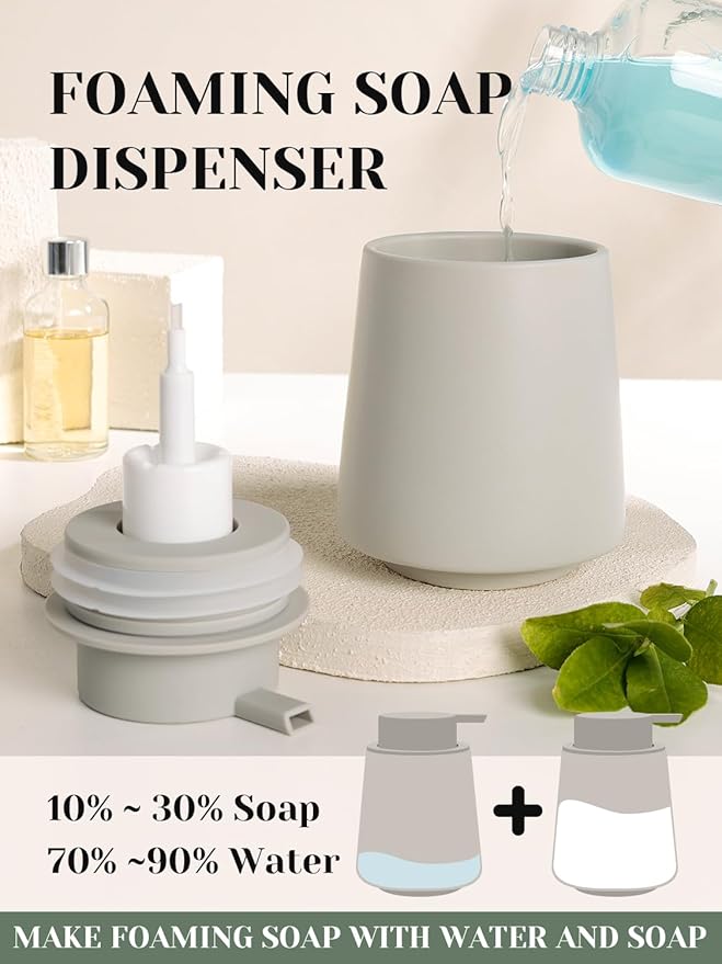 INGOFIN Ceramic Foaming Soap Dispenser -14 oz Foam Hand Soap Dispenser Bathroom - Image 3
