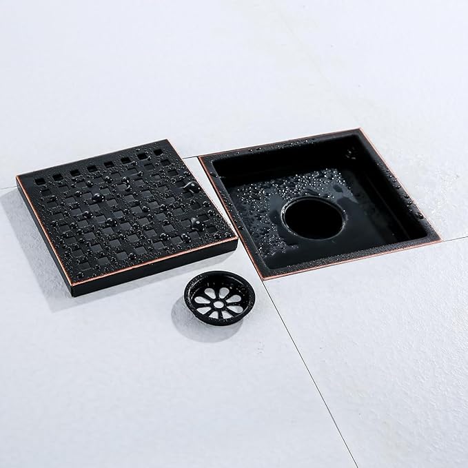 RANDOM Oil Rubbed Bronze Shower Drain Square 6 Inch Shower Floor Drain Grate & - Image 9
