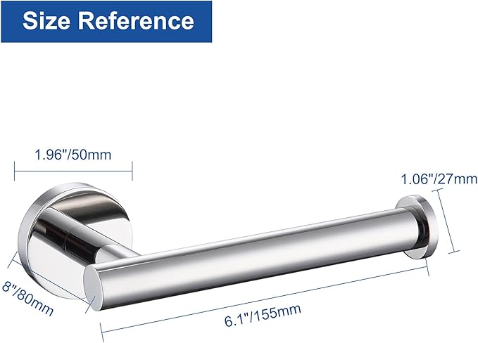 TASTOS Toilet Paper Holder SUS304 Stainless Steel Round Size Polished Chrome 2 - Image 7