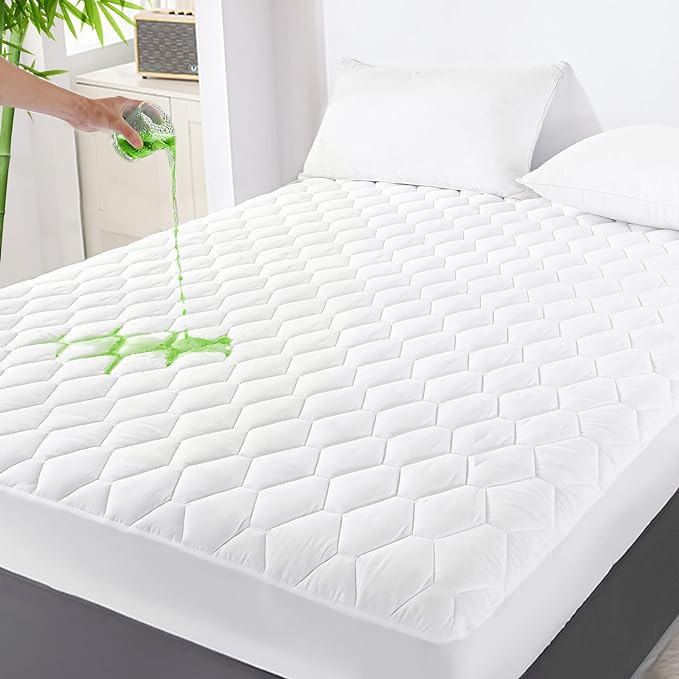 GRT Twin XL Mattress Protector Waterproof, Rayon from Bamboo, Cooling Quilted by GRT