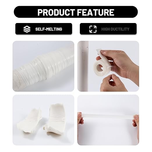 Self Fusing Silicone Tape 4 Rolls 1 in x 10' White Waterproof Rescue Tape - Image 4