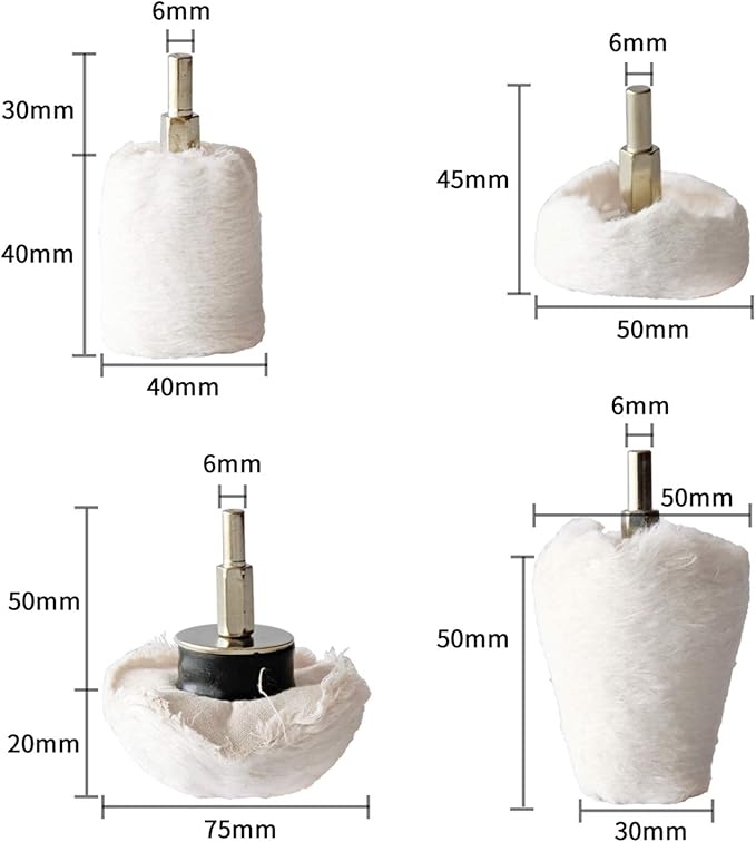 Polishing Pad Buffing Wheel Kit White Flannelette 12 Pack, - Image 2