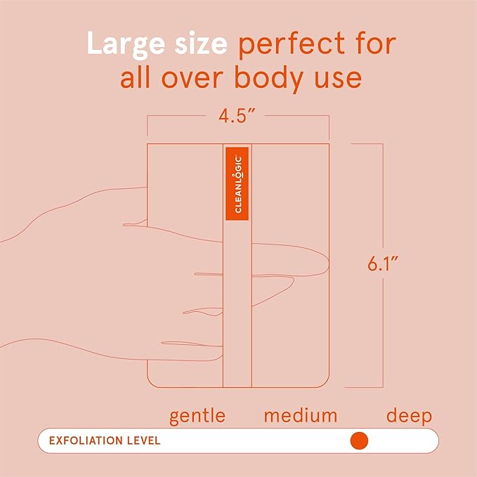 Cleanlogic Bath and Body Exfoliating Body Scrubber, Large Exfoliator Tool - Image 3