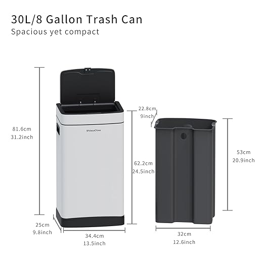 8Gallon/30L Brushed Stainless Steel Kitchen Trash Can - Image 6