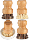 Bamboo Scrub Brush Clean Pan, Dish and Vegetable, Natural Bristles Palm Pot by SUPERWASHPLUS