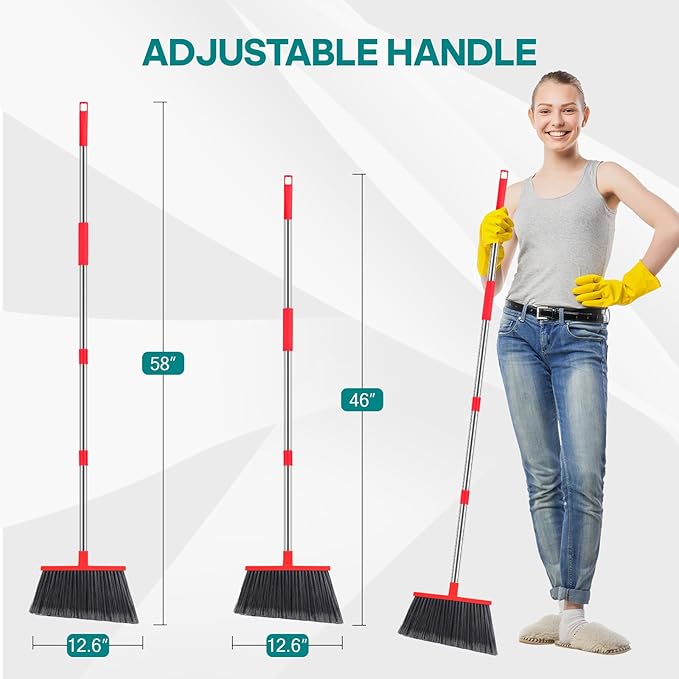 PBHEPJ Broom, Outdoor Broom for Floor Cleaning, Hard Bristle Angle Broom for - Image 2