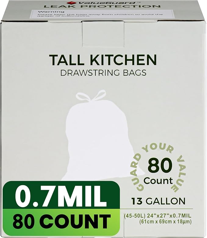 Large Trash Bag 13 Gallon Tall Drawstring 100% Post-Consumer Recycled Garbage - Image 2