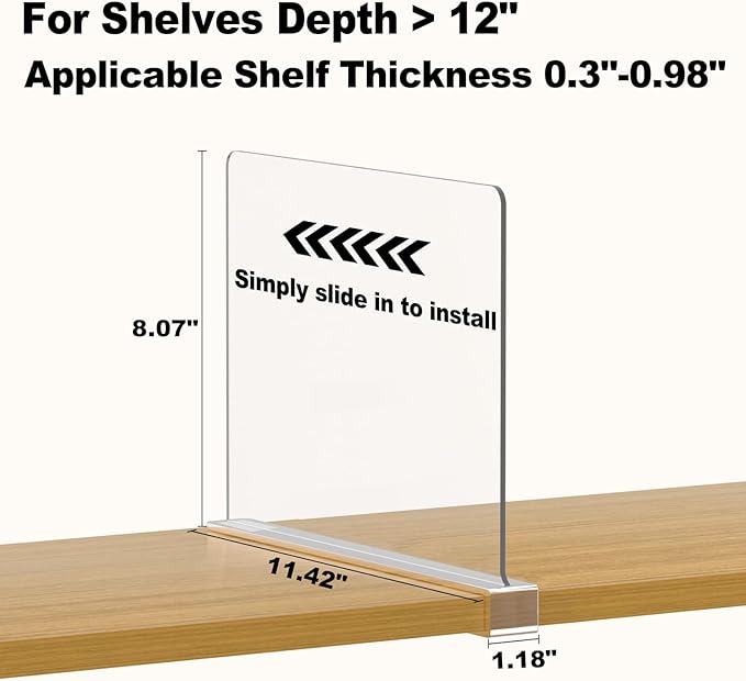 Shelf Dividers Purse Organizer for Closet: 8-Pack Acrylic Bag Storage Organizer - Image 2