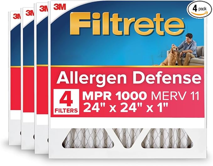 Filtrete 24x24x1 AC Furnace Air Filter, MERV 11, MPR 1000, Micro Allergen by Filtrete