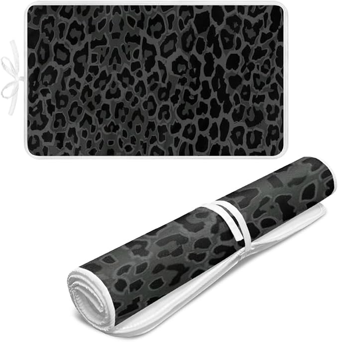 Black Ironing Mat Portable Leopard Print Ironing Pad by Unknown
