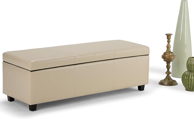 SIMPLIHOME Avalon 48 inch Wide Contemporary Rectangle Storage Ottoman Bench in - Image 4