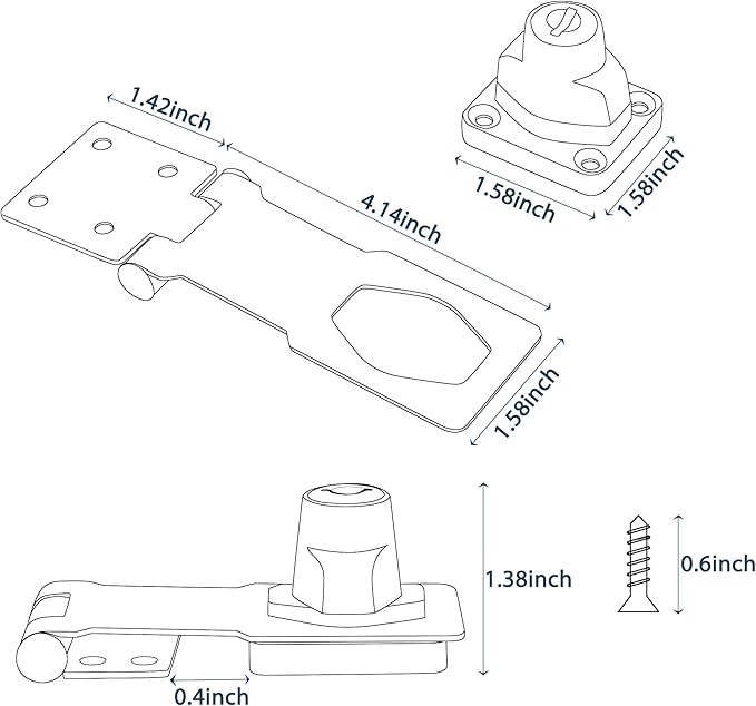 Alise Keyed Hasp Lock, 4 Inch Safety Packlock Clasp Hasp Lock Latch - Image 2