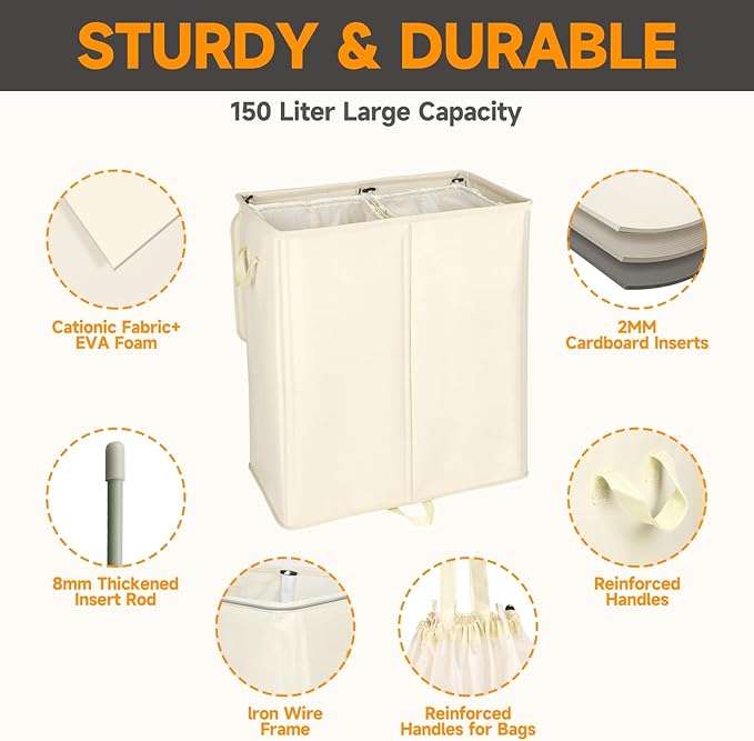 150L Double Laundry Hamper - Image 2