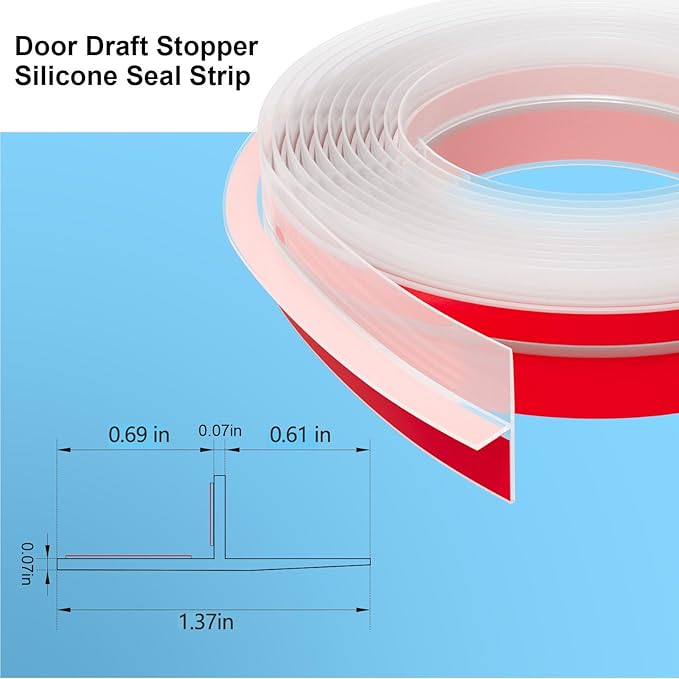 T-Shaped Door Draft Stopper, 1.37 in x 40 Ft Silicone Seal Strip - Image 2