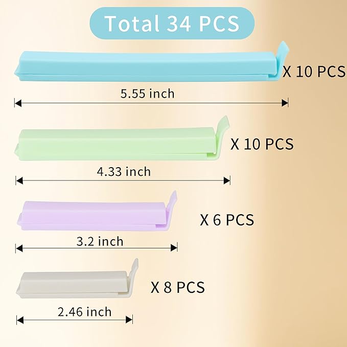34 Packs Plastic Chip Clips for Food Storage - Image 3