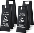 LEIFIDE 4 Pcs Stainless Steel Wet Floor Caution Sign Bulk 8.8 Pound Portable by LEIFIDE