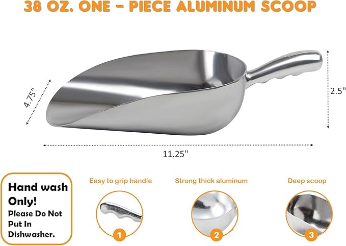 Cast Aluminum Utility Scoop - 38 oz. - Round Bottom - Image 2