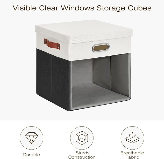 Fabric Storage Cubes with Clear Windows and Lids 11'' Foldable Storage Bins - Image 3