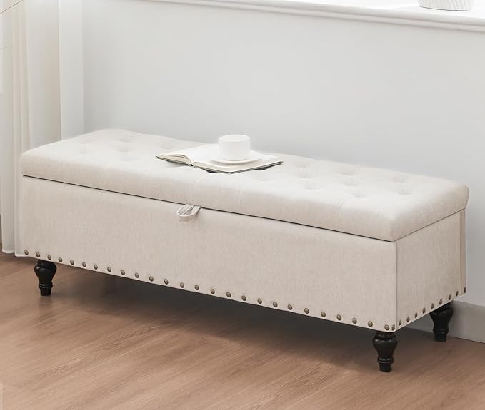 50" Storage Ottoman Bench, Tufted Ottoman by Mangodan