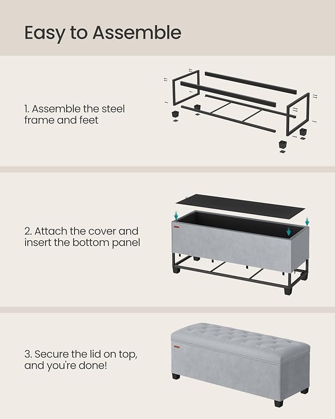 SONGMICS Velvet Storage Ottoman Bench, Foot Rest - Image 6