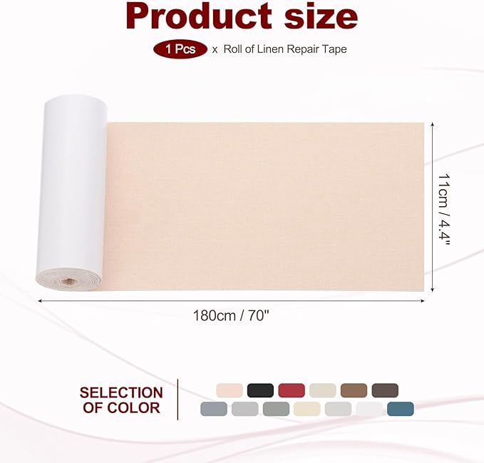 PATIKIL 70x4.4 Inch Linen Repair Tape, Repair Fabric Patch Self Adhesive Couch - Image 2