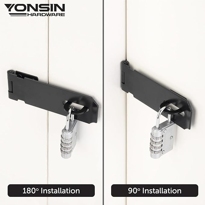 5" Door Padlock Safety Hasp Latch 2 Pcs, Door Hasp Clasp Lock Gate Shed Hasp - Image 4