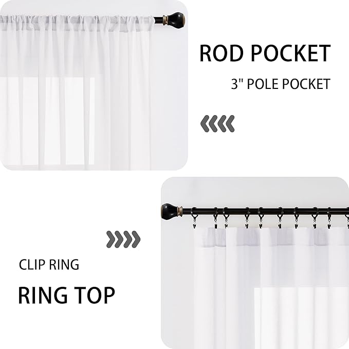 Tollpiz Sheer Door Curtain Closet Linen Textured Curtains Sheer Doorway Light - Image 5