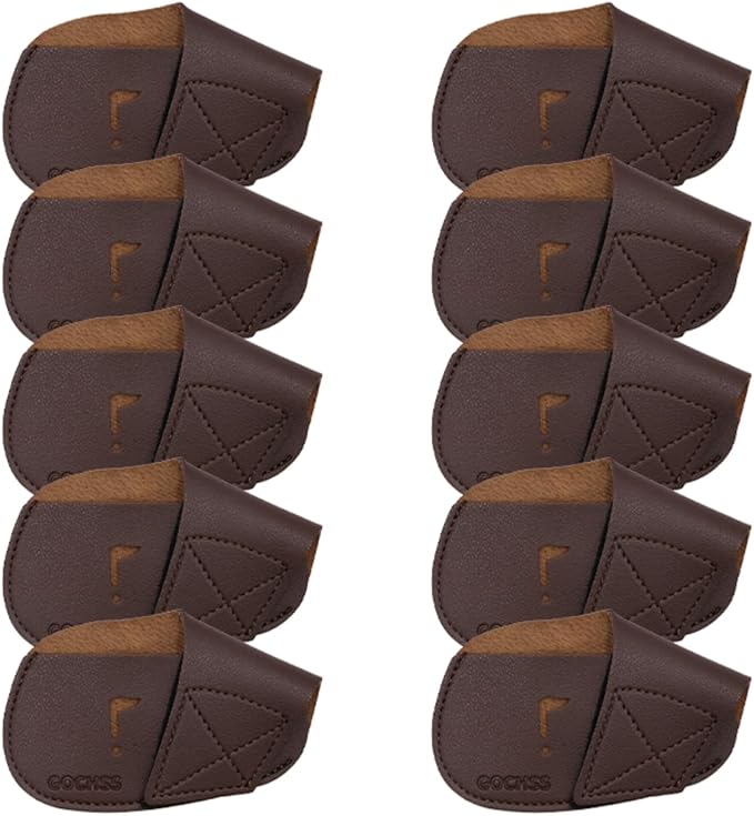 I Golf Iron Headcovers 10pcs PU Fit Both Right-Handed Clubs Golf Club Protector by GOCHSS