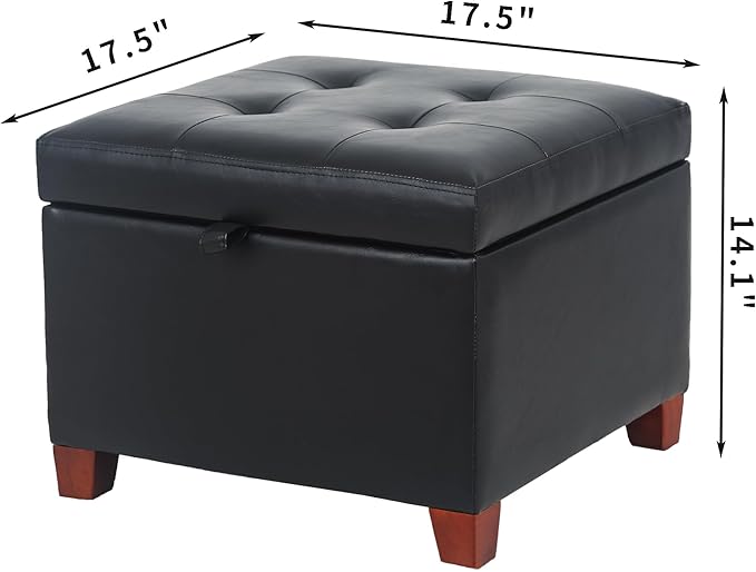Adeco Faux Leather Storage Ottoman - Image 2