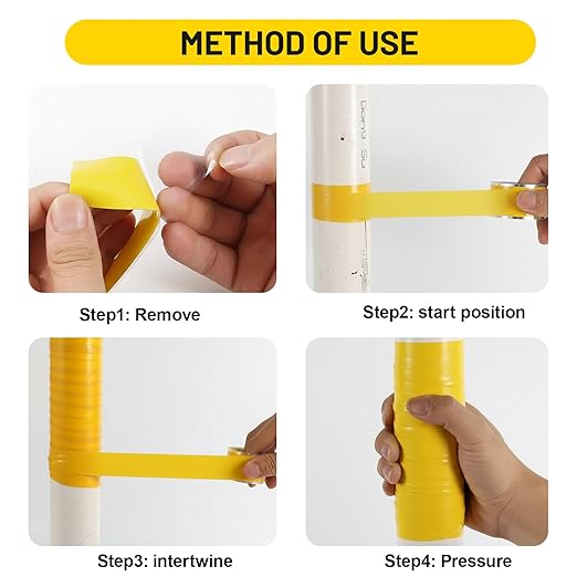 Self Fusing Silicone Tape 4 Rolls 1 in x 10' Yellow Waterproof Rescue Tape - Image 3