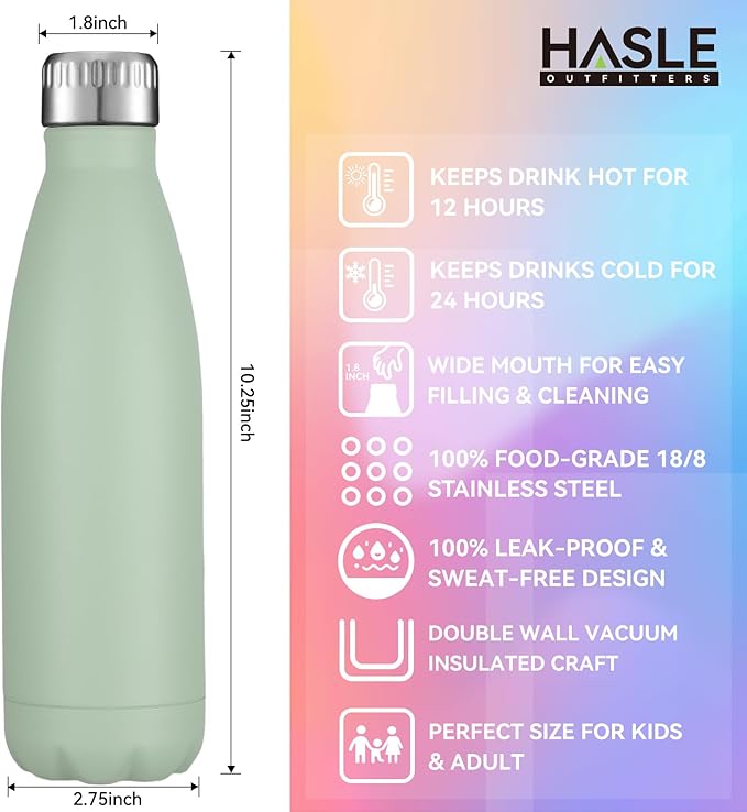 HASLE OUTFITTERS 17oz Stainless Steel Water Bottles, Vacuum Insulated Water - Image 5