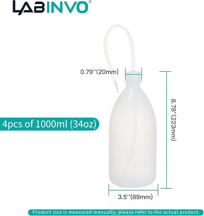 4pcs of Economy Wash Bottles, Vol.1000ml, Narrow-Mouth Squeeze Bottles Bottles - Image 3