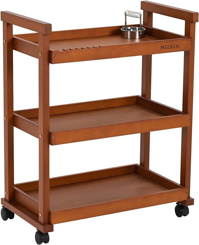 MEEDEN Art Supplies Cart, Walnut 3-Tier Multifunctional Art Storage Cart by MEEDEN