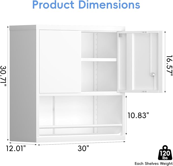 Metal Wall Storage Cabinet, Steel Storage Cabinets - Image 3