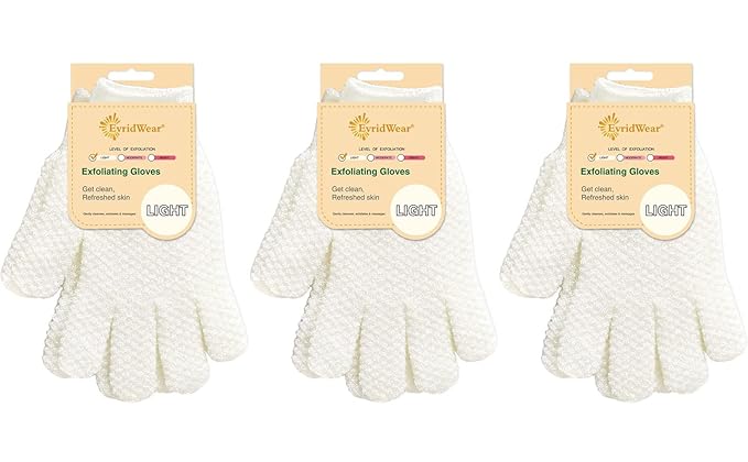 Evridwear Exfoliating Gloves for Shower, 100% Nylon Thick Soft Medium Heavy by Evridwear