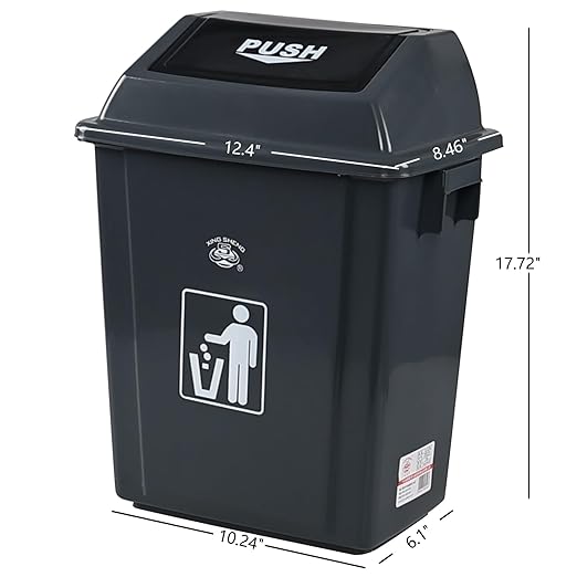 6 Gallon Plastic Swing Lid Garbage Can, Office Trash Can - Image 3