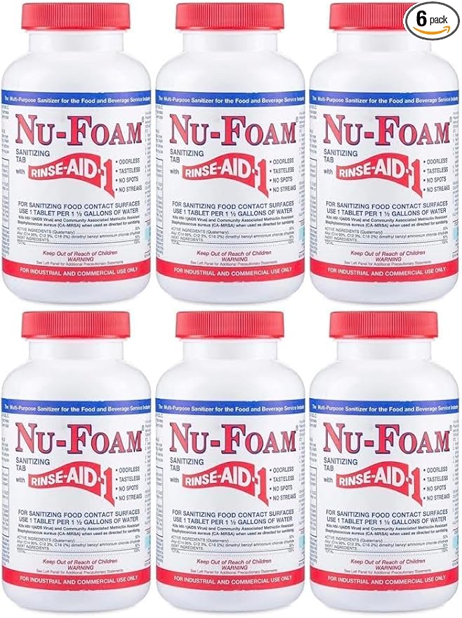 Nu-Foam Sanitizing Tablets for Bar Glassware – Superior Rinse Aid by Nu-Foam
