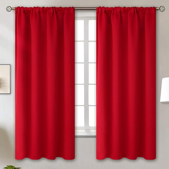 BGment Red Blackout Curtains 63 Inches Long by BGment