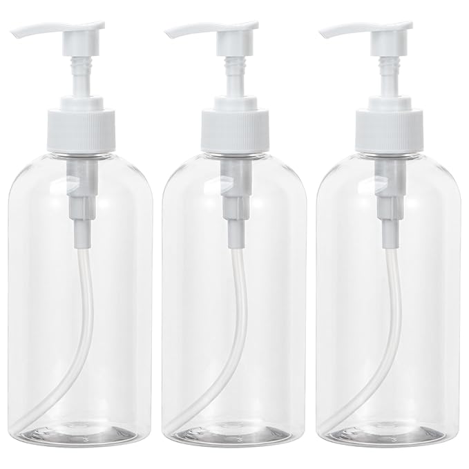 Yebeauty Plastic Pump Bottle, 3 Pack 13.5oz/400ml Stylish Shampoo Bottles by For+A+Better+Life