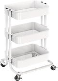 Pipishell 3 Tier Metal Rolling Utility Cart, Heavy-Duty Storage Rolling Cart by Pipishell