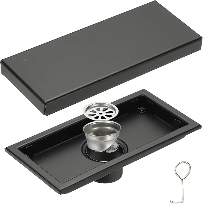 uxcell Rectangular Shower Drain, Brushed 304 Stainless Steel Odor-Proof Floor by uxcell