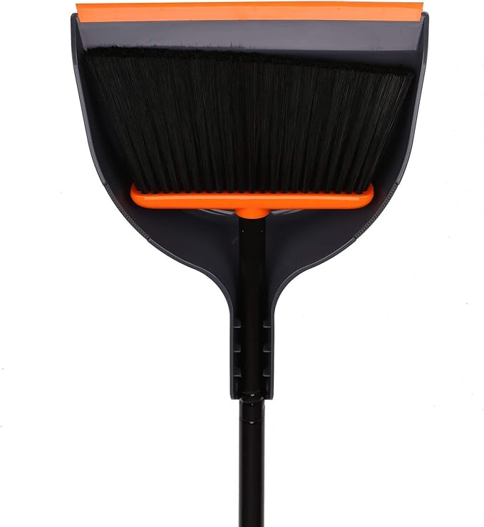 TreeLen Angle Broom and Dustpan Set, Dust Pan Snaps On Broom Handles Orange - Image 7