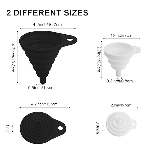 Kitchen Funnel Set, Food Grade Foldable Small and Large Funnel, Silicone - Image 3