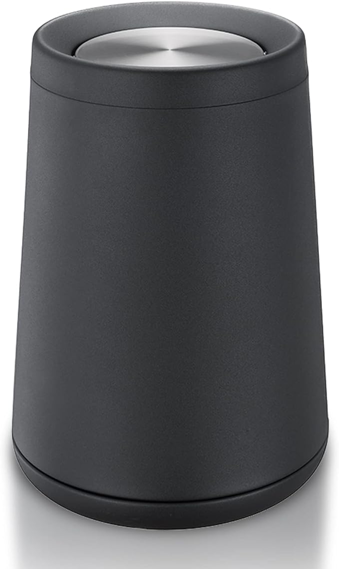 Household Swing Black Bathroom Trash Can，Brushed Stainless Steel，10 L/3 by BRIEFHUMAN