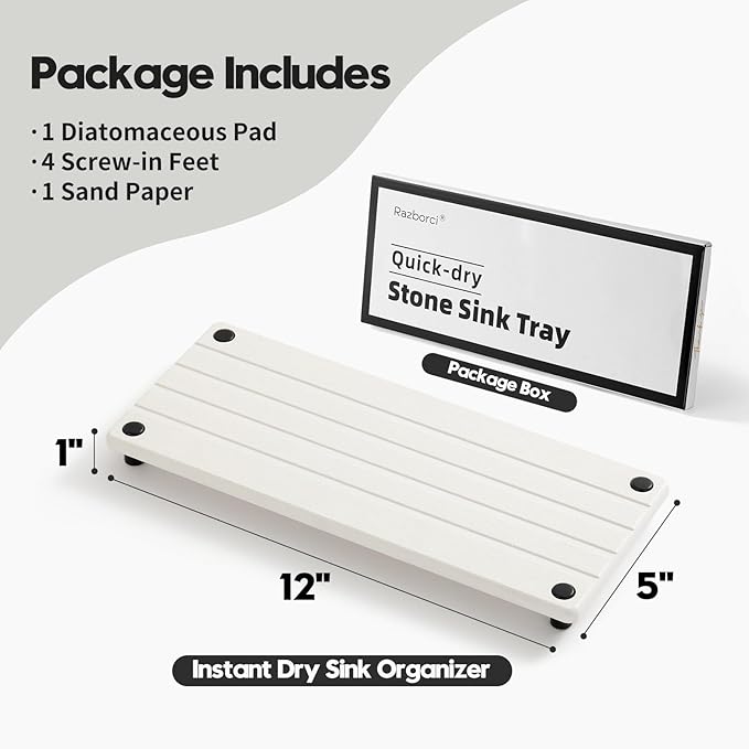 Instant Dry Sink Caddy Kitchen Sink Organizer, Quick Drying Stone Tray - Image 6
